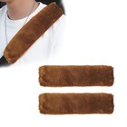 2 Pcs Seat Belt Shoulder Pads  Soft Fluffy Plush Seat Belt Shoulder Strap Brown