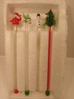 Nos Vintage 1960s Handblown Cocktail Swizzle Sticks  In Box Set Of 4