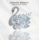 Exquisite White Crystal Swan Rhinestone Brooch