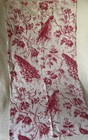 Gorgeous Antique French Peacock Floral Cotton Fabric   2  Berry Red White  