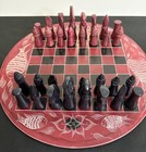 Vintage 1970-90   s Handcrafted Kenya African Soapstone Chess Set W  Fish Motifs