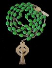Vintage Handcrafted Rosary Shamrock Embossed Bead Rosary 27  Ireland