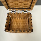 Vintage Woven Wicker Basket With Hinged Lid Trinket Storage Watch Jewelry 5 5 