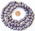 Ghana African Matched Chocolate Blue Eye Round Recycled Glass Trade Beads