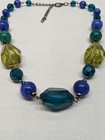 Vintage Lucite Beaded Statement Necklace Earrings Set Faceted Geometric Boho