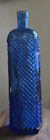 Vintage Cobalt Blue Glass Bottle W diamond Pattern 12 