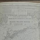 Vintage Nautical Navigation Plotting Chart Map Block Island Sound 36 x24 