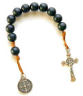 Saint Benedict Decade Rosary - 10mm Wood Beads St  Benedict Medal   Crucifix 10 