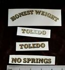 Toledo No Springs Honest Weight Candy Scale   Coin Machine Decal  cs 4 Decal Set