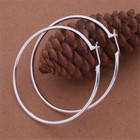 Womens 925 Sterling Silver 50mm 2    Big Round Large Thin Hoop Earrings E39