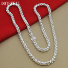 925 Sterling Silver 5mm Round Box Chain 18 20 24 Inch Necklace For Woman Men Fas