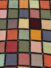 Vtg 70   s Afghan Granny Square Crochet Knit Throw Blanket Handmade 56x36