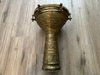 Antique Vintage Embossed Brass Patina Goblet Darbuka Doumbek Percussion Drum