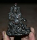 6cm Old Tibetan Bronze 3 Head Mahakala Wrathful Deity Pendants Statue Sculpture