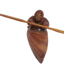 Hand Carved Inuit Figure Wood  Kayak Seal Hunting 4 1 2    Signed Annette Hale a 