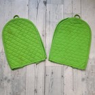 Vintage 70s Retro Appliance Covers Lime Green Quilted Cloth Fabric  lot Of 4 