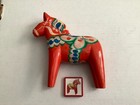 Vintage 6  Swedish Orange Nils Olsson Dala Horse Plus 1 1 2  Dala Magnet