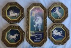 Gold Framed Unicorn Pictures  Vintage Burwood 80 s Art  5 Magical Fantasy Fable
