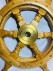 16  Nautical Wooden Ship Steering Wheel Pirate Decor Brass Fishing Design Euc