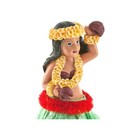 Hawaiian Hula Girl With Flower Hand Painted Dashboard Doll 6 5   green Skirt 