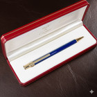 Cartier Trinity Blue Marble Ballpoint Pen 18k Gold Finish W  Box     New