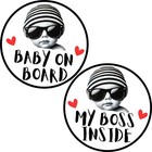 Baby On Board Sticker Set - Funny Car Decals  Durable Vinyl Safety Signs Windows