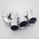 Pair Offset Quad Dual Wall 4  Out 3  In Exhaust Tips Angle Cut Stainless Steel