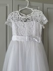 White Lace First Communion  Flower Girl Dress special Occasion Gown girls Size 6