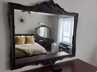 Vintage Cherry Mahogany Wood Wall Mirror 