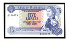 Mauritius Banknote 5 Rupees 1967 P-30c Unc W fdi Un Flag A 48 100078 Lucky