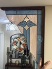 Vtg 20    Tiffany Style Stained Glass Corner Framed Window Corbel Panel Handmade