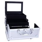 Aluminum Makeup Train Case Cosmetic Organizer Jewelry Storage Box With Mirror