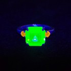 Sterling Uranium Glass Ring Asscher Cut Cadmium Glass Accents 925 Silver