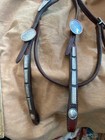 Vintage  Used Silver Covered Show Headstall Flashy Free Shipping