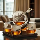 Juego De Jarra De Whisky Globo Con 4 Vasos Licor De Barco Antiguo Decoraci  n Set