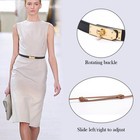 Anhaishuilv Women s Skinny Leather Belt With Adjustable Silver Turnlock Buckl   