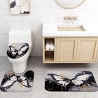 4 Pcs Black Butterfly Shower Curtain Set With Rugs Grey And Gold Bathroom Set