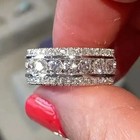 2ct Round Cut Real Moissanite Full Eternity Wedding Band 14k White Gold Plated