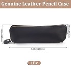  Leather Pencil Pouch Genuine Leather Pen And Pencil Case Large Capacity Black