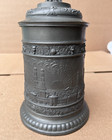 Antique German Pewter Metal Lidded Beer Stein Tankard City Onkel Carl Gartner