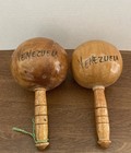 Venezuela Maraca Wooden  Percussion Shaker Woman Face On Front Vintage
