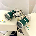 Rolex Green Silver Trim Lacquer Engraved Opera Binoculars Ad Vip Gift
