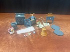 Vintage Hand Painted Blue Norwegian Dollhouse Bassinet Nursery Furniture