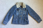 Girls Me Jane Kids Jacket Snap Front Denim Jeans Faux Fur Size 5 6 Child Coat