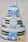 Boys Baby Diaper Cake Blue Shower Gift Centerpiece Newborn Present Navy