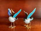 Lot Of 6   Pieces Vintage Cloisonne Enamel On Brass Bird Figurines Collection