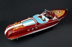 Riva Aquarama 20  White Blue Wood Model Boat 53cm Handmade Italian Speed Boat