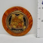 Antique Vintage Victorian Faux Wood Celluloid Courting Couple Compact With Puff