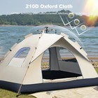 Large Camping Tent  4-person Easy Pop Up Tent With 2 Doors - Upf50  Waterproof