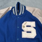 Vintage Varsity Jacket Mens Xl Blue Gray 90s Statesboro High School Blue Devils